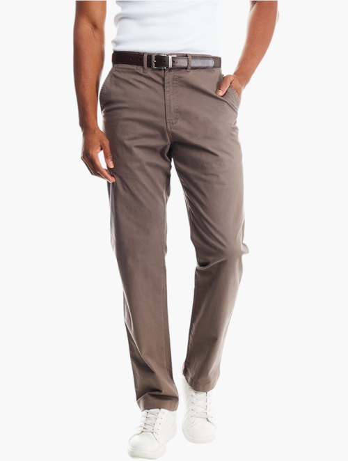 MyRunway | Shop Woolworths Taupe Flat Front Cotton Trousers for